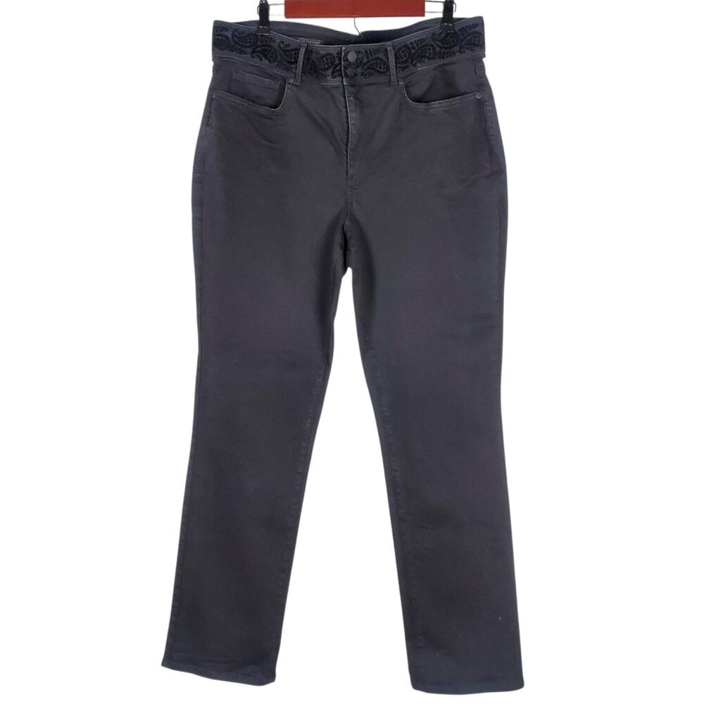 NYDJ Jeans Womens 18W Black Denim Marilyn Straight High Rise Lift Tuck Stretch